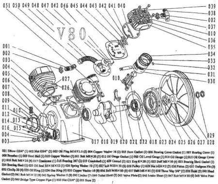 Болт М10х80 036V80 для поршневого блока V80 фото